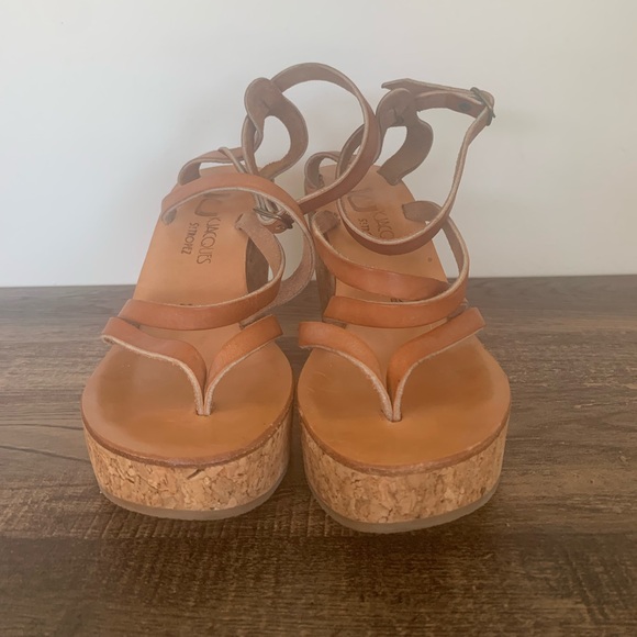 Kjaques St. Tropez Cunegonde Womens Brown Strappy Wedge Heels Sandals Shoe 6.5-7 - Picture 7 of 10